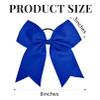 12PCS 8" Large Cheer Bow Blue Ponytail Holder Elastic Band Hair Ties Hair Bow Accessories for Cheerleading Teen Girls High School College Softball Competition Sports view 4