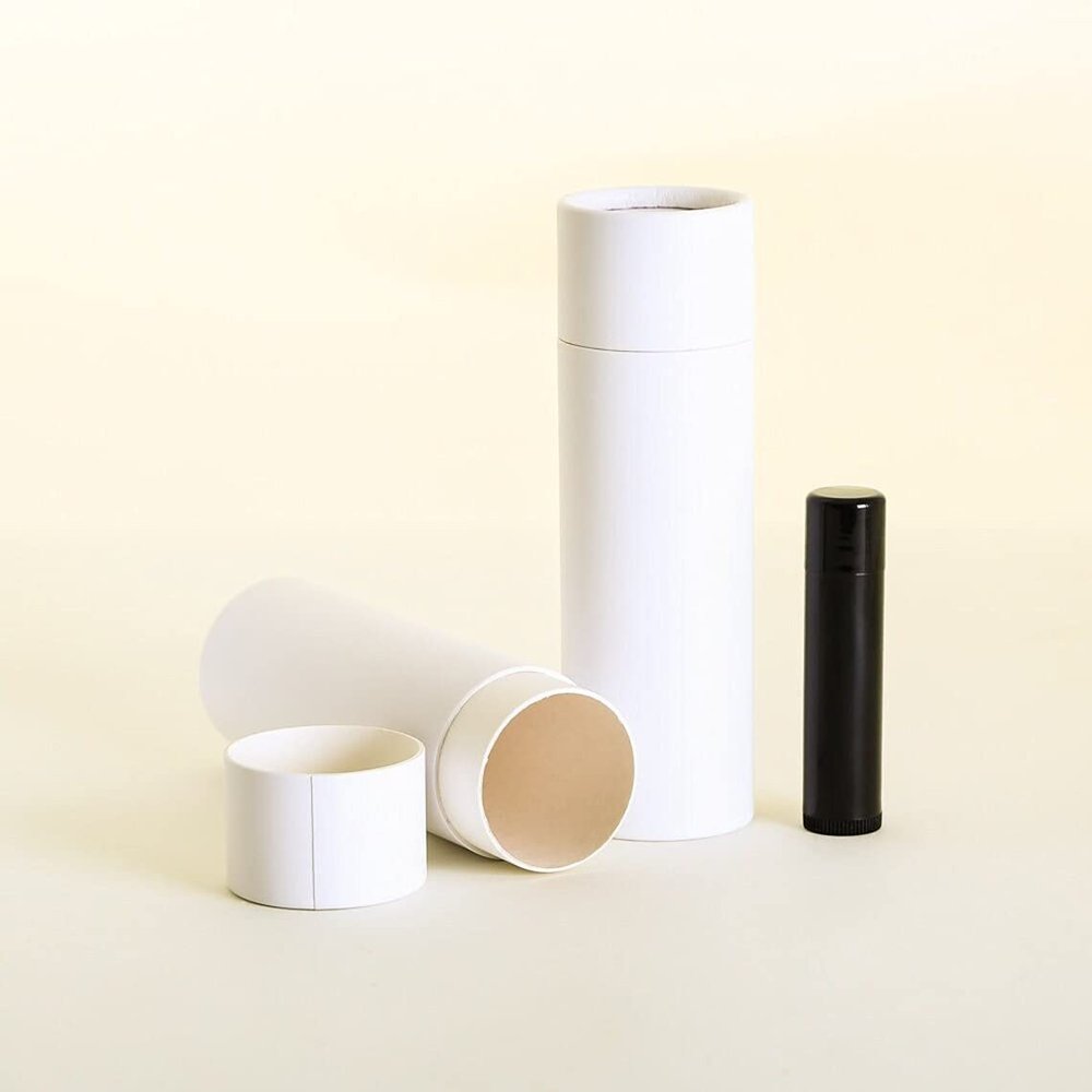 3 OZ White Kraft Paperboard Deodorant/Cosmetic/Lotion/Lip Balm Tubes (1000)
