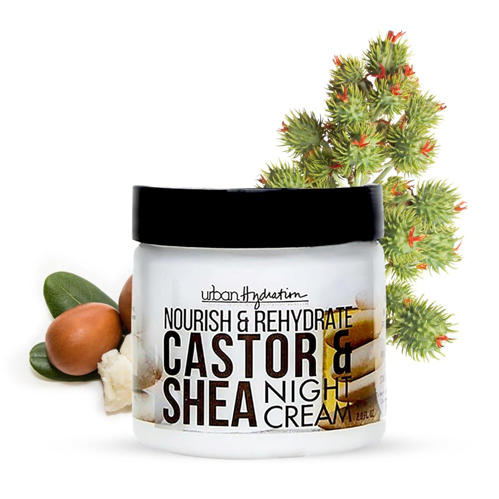 Urban Hydration Nourish and Rehydrate Castor and Shea Night Cream | Helps with Acne, Detoxes, Refreshes and Smooths Skin Overnight, Anti-Aging Benefits For All Skin Types | 2 Fl Ounces