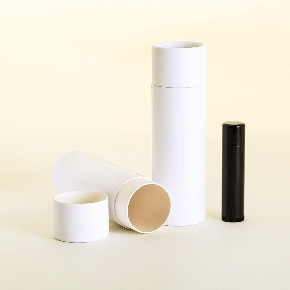 2.5 OZ White Kraft Paperboard Deodorant/Cosmetic/Lotion/Lip Balm Tubes (1000)