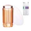 PENNY73 Nail Silicone Seal Scraper Clear Nail Art Stamping French Nail Transfer Manicure Tool with 8PCS Draw Line Pen Gel Nail Brush,Yellow view 1