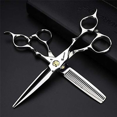 Hair Cutting Scissors, Hairdressing scissors 440C hair salon scissors 5.5 inch 6 inch thinning professional hairdressing scissors set BY ZZYY (Color : 6 inch set C)