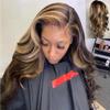 Ombre Highlight Wig Body Wave Transparent Lace Front Human Hair Wigs Sunlight 4-27 Glueless Free Part Lace Front Wigs Human Hair Pre Plucked With Baby Hair For Black Women view 1