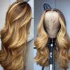 Ombre Highlight Wig Body Wave Transparent Lace Front Human Hair Wigs Sunlight 4-27 Glueless Free Part Lace Front Wigs Human Hair Pre Plucked With Baby Hair For Black Women view 2