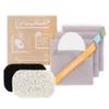 myHomeBody Soap Pocket Squares Exfoliating Pouch, Body Scrubber, Exfoliator Sponge for Bath or Shower, or Leftover Bits Saver, White Smoke, 3 Pack + 2 Lift Pads view 1