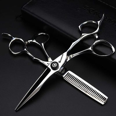 Hair Cutting Scissors, Hairdressing scissors 440C hair salon scissors 5.5 inch 6 inch thinning professional hairdressing scissors set BY ZZYY (Color : 6 inch set D)