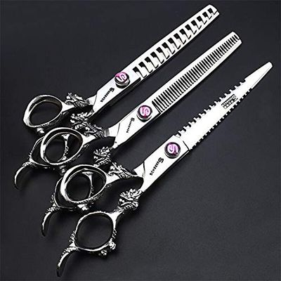 Hair Cutting Scissors, Hairdressing Scissors Set 7 inch Cutting Scissors for Hairdressers Hair Salon Professional Fishbone Haircut Scissors Large BY ZZYY (Color : Orange)