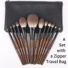 ENZO KEN Natural Goat Hair Makeup Brush Set with Case, Natural Makeup Brushes, Natural Bristle Makeup Brushes, Natural Hair Makeup Brushes Set Professional, Walnut Cosmetic Brushes Makeup Set - MONI view 2