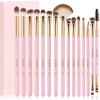 Docolor Eye Makeup Brushes 15Pcs Eyeshadow Brush Set with Soft Synthetic Hairs Professional Eye Shadow Blending Concealer Eyebrow Eyelash Eye Liners Premium Eye Make Up Brushes Set (Pink) view 1