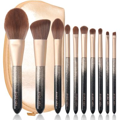 ENZO KEN Natural Hair Makeup Brush Set Professional, Sable Makeup Brushes Set with Case, Natural Hair Brushes Makeup Set, Glitter Make up Brushes Set Professional, Natural Makeup Brushes - ORRA, Black