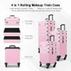 CAMORSA Professional 4 in 1 Makeup Luggage Large Storage Make Up Trolley Cosmetic Cases (Pink) view 2