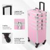 CAMORSA Professional 4 in 1 Makeup Luggage Large Storage Make Up Trolley Cosmetic Cases (Pink) view 3