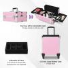 CAMORSA Professional 4 in 1 Makeup Luggage Large Storage Make Up Trolley Cosmetic Cases (Pink) view 4