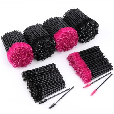1000 Pcs Disposable Eyelash Brushes Mascara Wands Applicator Makeup Spoolies Brush Kits (Black,Pink)
