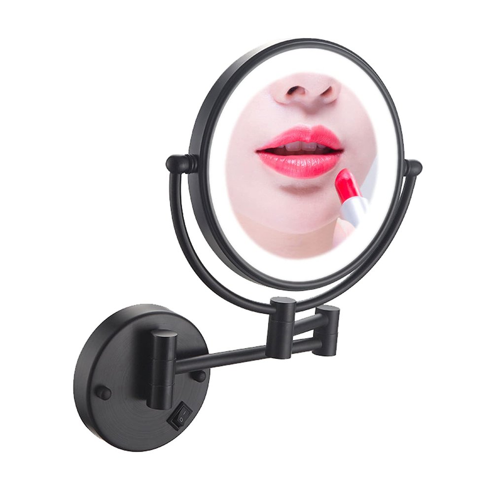 8 Inch Wall Mount Makeup Mirror with Lights, Makeup Mirror Lighted Magnification for Bathroom 360 Swivel, Extendable Vanity Mirrors