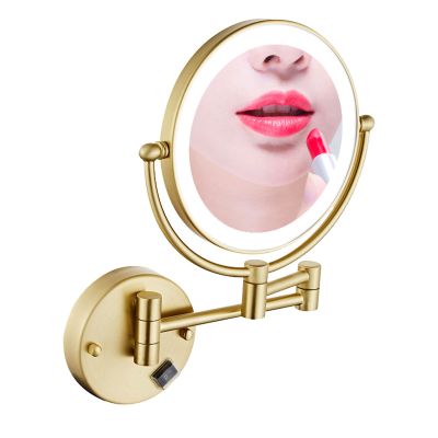 8 Inch Wall Mount Makeup Mirror with Lights, Makeup Mirror Lighted Magnification for Bathroom 360 Swivel, Extendable Vanity Mirrors