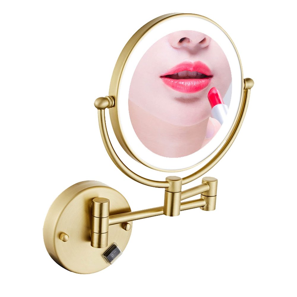 8 Inch Wall Mount Makeup Mirror with Lights, Makeup Mirror Lighted Magnification for Bathroom 360 Swivel, Extendable Vanity Mirrors
