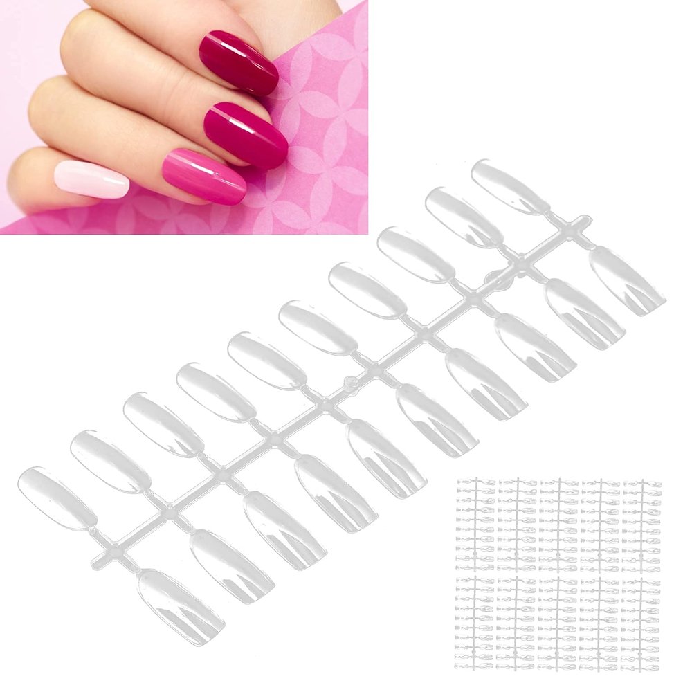 200pcs False Nail Tips Display,Clear False Nails Tips,Nail Extensions,Nail Display Sticks Transparent Tips Nail Art Display Chart Board False Nail Tips Transparent Nail Art Color