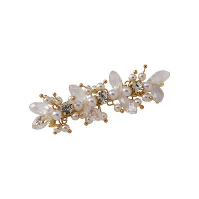 Wedding Hair Clip Crystal pearl headdress bangs hairpin for Bridal Hair Accessories (Color : Silver)