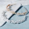 Bridal hair band headdress gold leaves handmade wedding accessories wedding jewelry for Brides Prom (Color : Silver) view 3