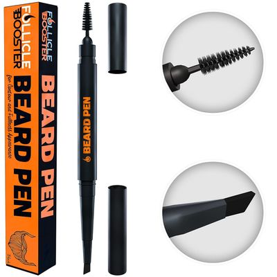 Beard Pen Filler for Men - Barber Styling Grooming Pencil - Waterproof, Sweat Proof, Long Lasting Solution with Natural Finish - Cover Beard and Scalp Patches in Seconds - Medium Black 1 Pack