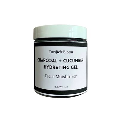 Purified Bloom Charcoal + Cucumber Hydrating Gel, Detoxifying Facial Moisturizer, With Soothing Aloe, 4 oz, All Natural Ingredients