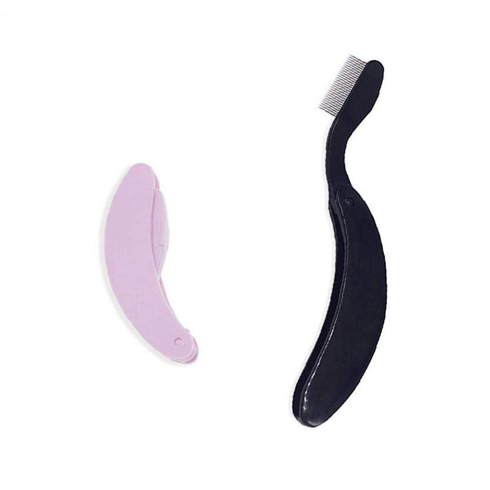 1pc Folding Eyelash Comb Women Separator Mascara Lift Curl Tool with Metal Brush Mini Eyebrow Makeup Tool