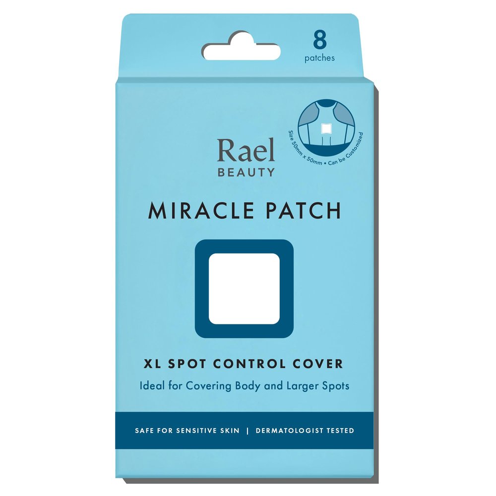 Rael Pimple Patches, Miracle XL Spot Control Cover - Hydrocolloid Acne Pimple Patch for Face, Zits & Blemish, Back and Body, Korean Skin Care (8 Count)