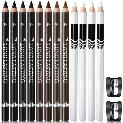 NewBang 12PCS Barber Pencil Hairline Outliner with Sharpener, Hairline & Beard Shaping Pencils for Men & Women (Black, White, Dark Brown, Light Brown)