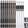 NewBang 12PCS Barber Pencil Hairline Outliner with Sharpener, Hairline & Beard Shaping Pencils for Men & Women (Black, White, Dark Brown, Light Brown) view 1