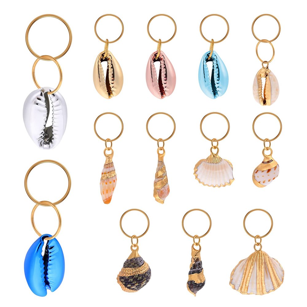 EXCEART 13pcs Dreadlock Shell Pendants Hair Accessories Creative Shell Adornments for Braids Lightweight and Hair Jewelry for Festivals and Parties