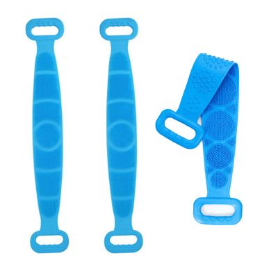 Silicone Back Scrubber for Shower 70cm Exfoliating Body Scrubber Belt Double Side Strap Durable Easy to Use and Scrub for Men and Women 3PCS Blue