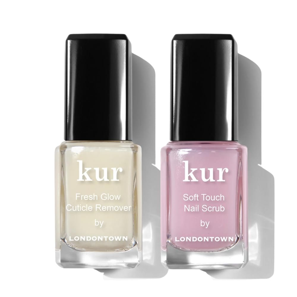 LONDONTOWN Clean Up Cuticles Set  Exfoliate Dry Skin & Remove Buildup with Fresh Glow Cuticle Remover and Soft Touch Nail Scrub for Smooth, Refreshed Nails 4 fl oz
