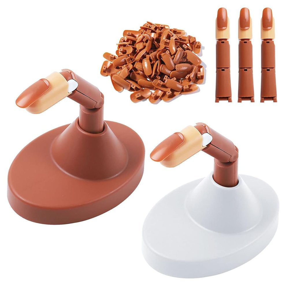 PENNY73 2 Pcs Professional Nail Art Practice Fake Finger Display Flexible Adjustable Plastic Practice Model 200Pcs Nail Tip DIY Manicure Tool