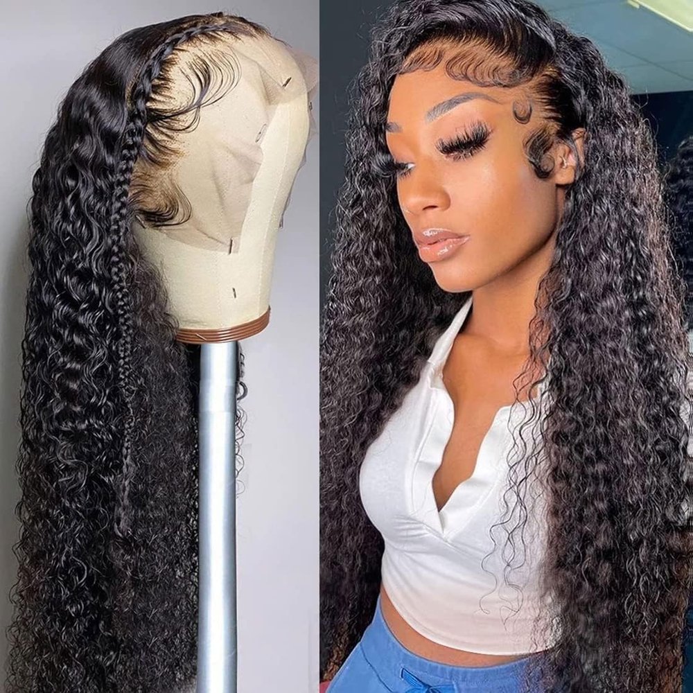 kiss Love 13x4 Deep Wave Lace Front Wigs Human Hair 180% Density Wet and Wavy Hd Lace Frontal Wigs Pre Plucked Bleached Knots with Baby Hair Curly Wigs for Women (20inch)