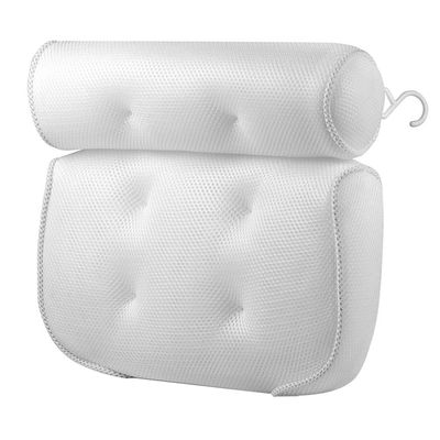 Bath Tub Pillow Bath Pillows 3D Net Cloth Spa Pillow Headrest Shoulder Neck Support Luxury Headrest Bath Cushion Pillow with 6 Suction Cups for Relaxing White Air Pillow