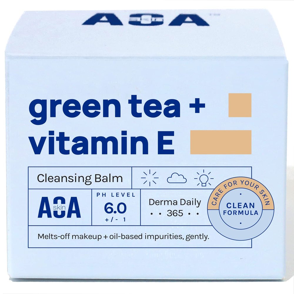 AOA STUDIO Green Tea & Vitamin E Cleansing Balm, Waterproof Makeup Remover, Oil Based Makeup Remover, K beauty Skin Care, Soothing and Brightening for All Skin Types, 3.38 Fl Oz, 100 ml