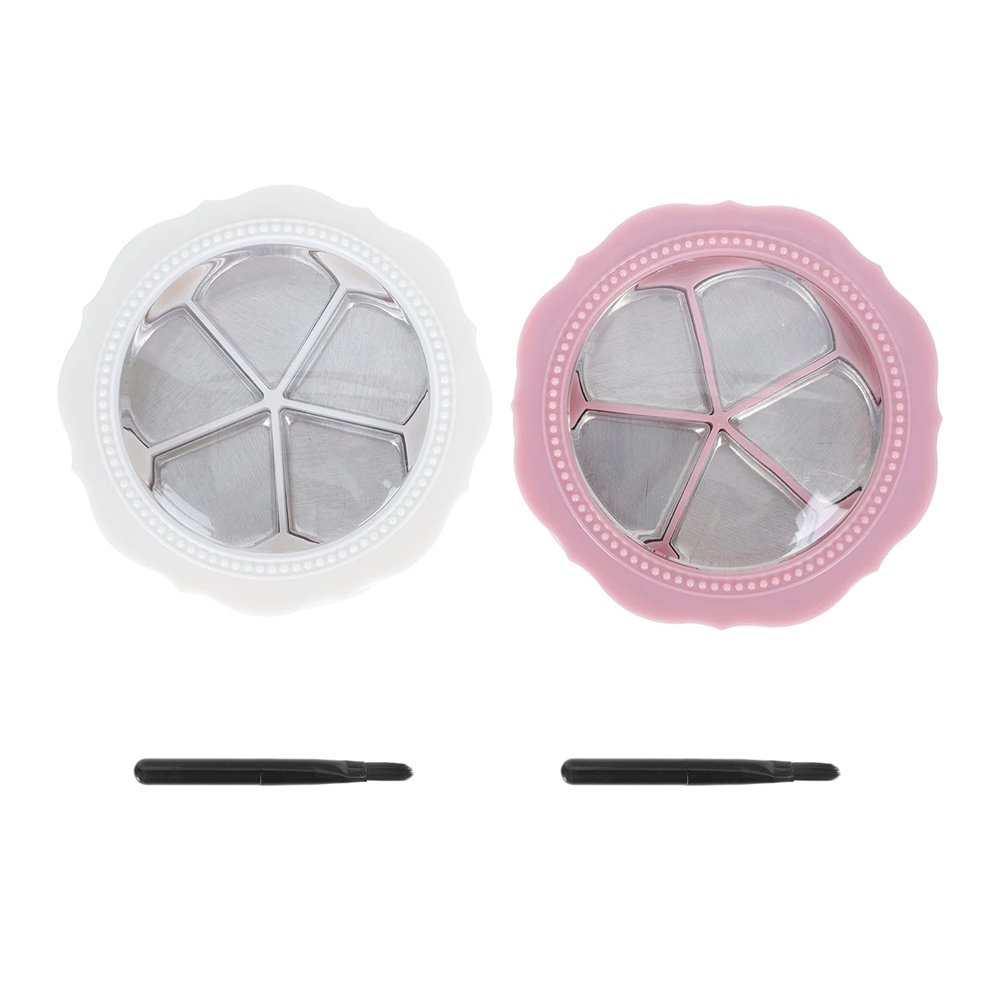 Beaupretty Eyeshadow Pallets 2pcs Empty Eyeshadow Case 5 Grids Pigment Pan Pallet Container with Lip Makeup Brush for Blush Concealer Correct Highlight Powder Case Lip Gloss Containers