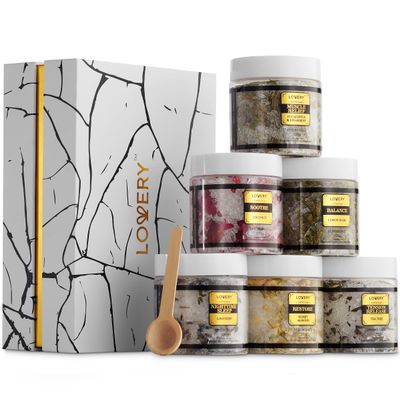 Christmas Gifts for Women Who Have Everything, Epsom Bath Salts Gift Basket Set, Relaxing Self Care Salt W/Essential Oil, Gifts for Mom, Lavender, Eucalyptus, Lemon, Coconut, Tea Tree, Honey Almond