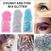 12 Sheets Face Jewels Rhinestones Crystal Stickers, 15g Chunky and Fine Mix Glitter, Eye Face Body Rave Outfits Clothes for Women, Mermaid Makeup Gems Rave Festival Accessories view 2