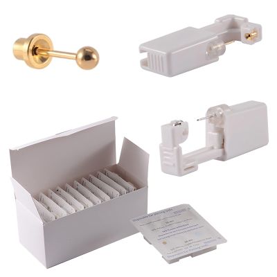 CHUANCI 24PCS/Box Disposable Self Ear Piercing Unit Cartilage Tragus Helix Sterile Piercing Gun NO Pain Piercer Tool Kit Machine (24PCS/Box-3mm Gold Ball)