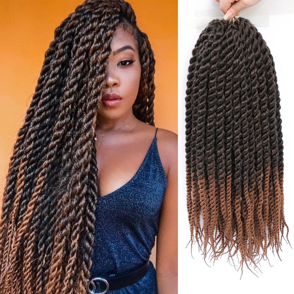 Admutty Havana Twist Crochet Hair 6 Packs 72 Strands 22 inch Crochet Braids Senegalese Twist crochet Hair Jumbo Havana Twist Crochet Braids(T1B/30), 22 Inch (Pack of 6)