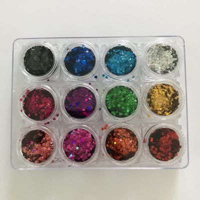 12 Colors Set - 2.5mm Star Shape Sequins Glitter Festival Rave Beauty Makeup Face Body Nail Art Decoration LB-12C
