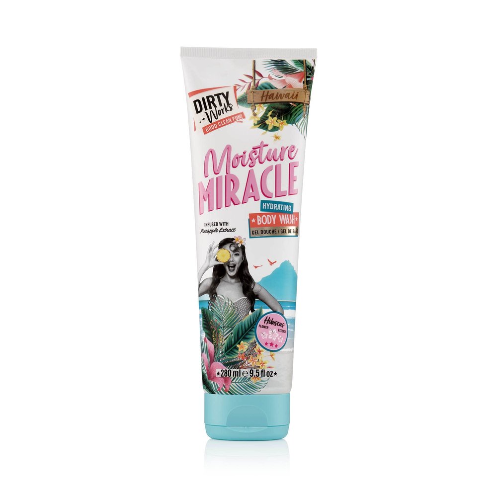 Dirty Works Moisture Miracle Hydrating Body Wash, Luxury Tropical Shower Gel, 280ml
