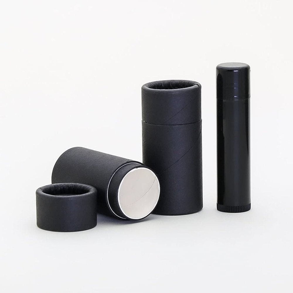 1/2 OZ (Short) Black Kraft Paperboard Lip Balm/Cosmetic/Lotion Tubes (500)
