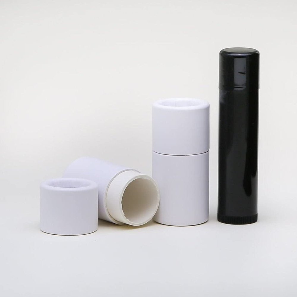 1/4 OZ White Kraft Paperboard Lip Balm/Salve/Cosmetic/Lotion Tubes (100)