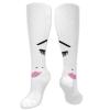 Eyelash Fashion Compression Socks,Closed Eyes Pink Lipstick Glamor Makeup Cosmetics Beauty Performance Polyester Cushioned Athletic Crew Socks for Running,Athletic,Fuchsia Black White- 19.8 inch view 1