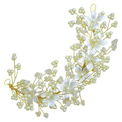 ACCESSHER Pearl Headpiece Flower Hair Vine hairpiece for wedding, Festivals, Bridal For Women Pack Of 1