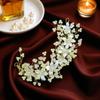 ACCESSHER Pearl Headpiece Flower Hair Vine hairpiece for wedding, Festivals, Bridal For Women Pack Of 1 view 3