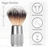 Bambaw - Shaving Brush Vegan | Silver | Ingrown Hair and Razor Bumps Treatment| Durable Shaving Brush Metal Handle| Shaving Brushes for Men and Women | Waste Free Synthetic Hair Brush view 2